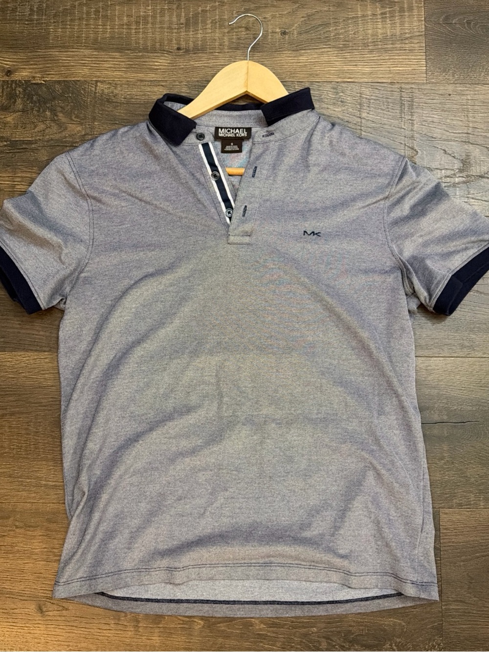 Michael Kors Men’s Heather Gray Polo with Navy Accents